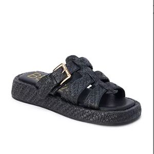 BEACH by Matisse Ciao Fisherman‎ Black Woven Slide Sandals with Buckle